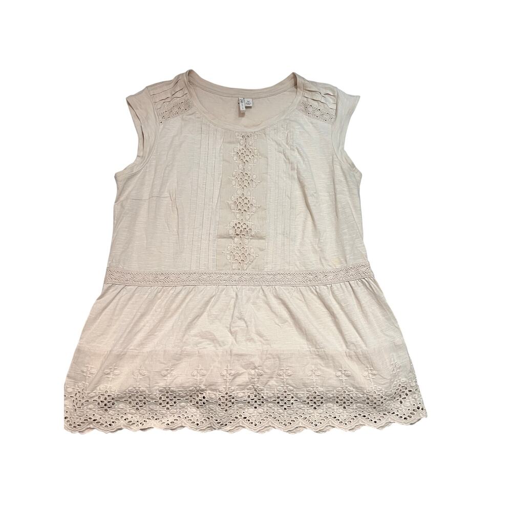CATO'S WOMEN'S SLEEVELESS BOHO BEIGE TOP SIZE MEDIUM EUC